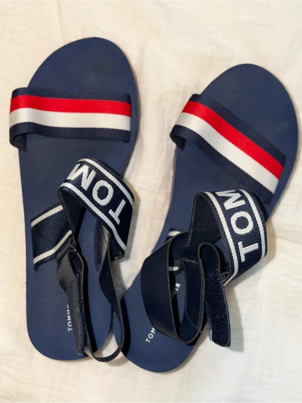 Tommy Hilfiger Navy Sandals with Red & White Stripe